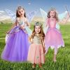 Angel wings headband fairy stick three-piece set; Fairy Wings Dress Up Sparkling Sheer Wings for Kids Girls Women - blue