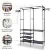 Metal Garment Rack Shoe Clothing Organizer Shelves Freestanding Multifunctional Clothes Wardrobe - Black