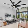 84 In. Indoor Modern Industrial Aluminum Blade Ceiling Fan With LED Light and Remote Control - Black