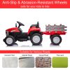 Red, 12V7AH Battery-Powered Toy Tractor with Trailer, Remote Control, Kids' Electric Excavator Vehicles with 2x35W Dual Motor, Treaded Tires, LED Ligh