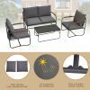 4-Piece Outdoor Patio Furniture Sets, Patio Conversation Set with Removable Seating Cushion, Courtyard Patio Set for Home, Yard, Poolside (Grey)  - Da