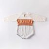 Baby Girl Plaid Graphic Knitted Contrast Long Sleeve Onesies - 66 (3-6M) - Coffee