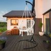 Outdoor Hanging Swing Chair with Stand, Boho Swinging Hammock Chairs with Stand for Bedroom, Patio, Porch, Outdoor and Indoor - Black