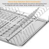 Dish Drying Rack Stainless Steel Dish Rack w/ Drainboard Cutlery Holder Kitchen Dish Organizer - Silver