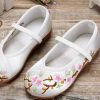 White - Chinese Traditional Embroidery Shoes Flower Shoes Girls Ballet Flats - Default