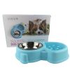 Fish Shape Pet Feeders Supplies Cat and Dog Bowls Stainless Steel Water and Food Bowl Treated Steel Drinking Water Hostile Bowl Twofold Bowl - blue