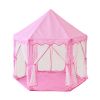 Outdoor Indoor Portable Folding Princess Castle Tent Kids Children Funny Play Fairy House Kids Play Tent(Warm LED Star Lights) - Pink