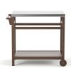 Outdoor Prep Cart Dining Table for Pizza Oven;  Patio Grilling Backyard BBQ Grill Cart - Brown