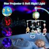 Baby Musical Crib Bed Bell Rotating Mobile Star Projection Nursery Light Baby Rattle Toy  - Blue