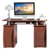 FCH 115* 55*74cm 15mm MDF Portable 1pc Door with 3pcs Drawers Computer Desk (A Box) Coffee Color - as picture