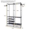 Metal Garment Rack Shoe Clothing Organizer Shelves Freestanding Multifunctional Clothes Wardrobe - Black