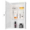 Single Door Mirror Indoor Bathroom Wall Mounted Cabinet Shelf White - As shown in the figure