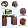 FCH 115* 55*74cm 15mm MDF Portable 1pc Door with 3pcs Drawers Computer Desk (A Box) Coffee Color - as picture