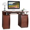 FCH 115* 55*74cm 15mm MDF Portable 1pc Door with 3pcs Drawers Computer Desk (A Box) Coffee Color - as picture